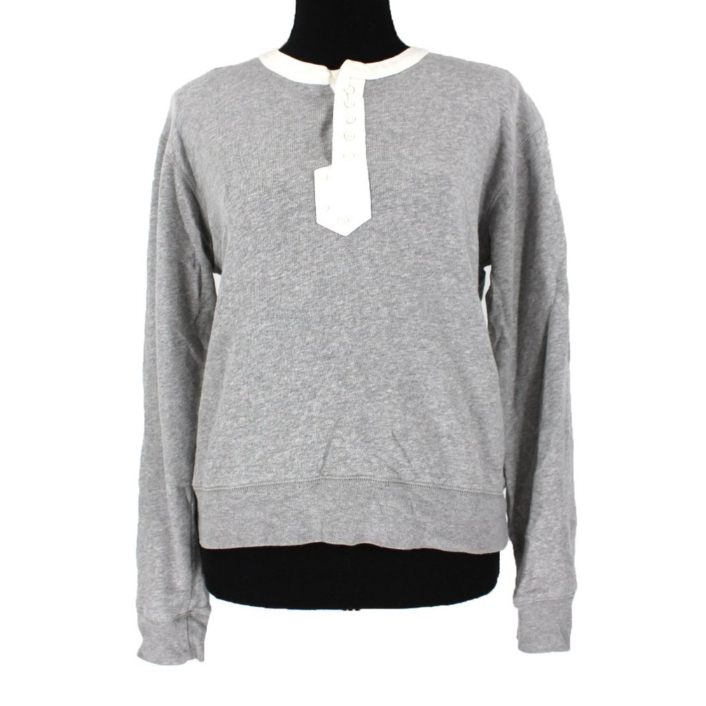 Zadig & Voltaire Watson Friends Cotton Blend Sweatshirt Grey White Trim X-Small